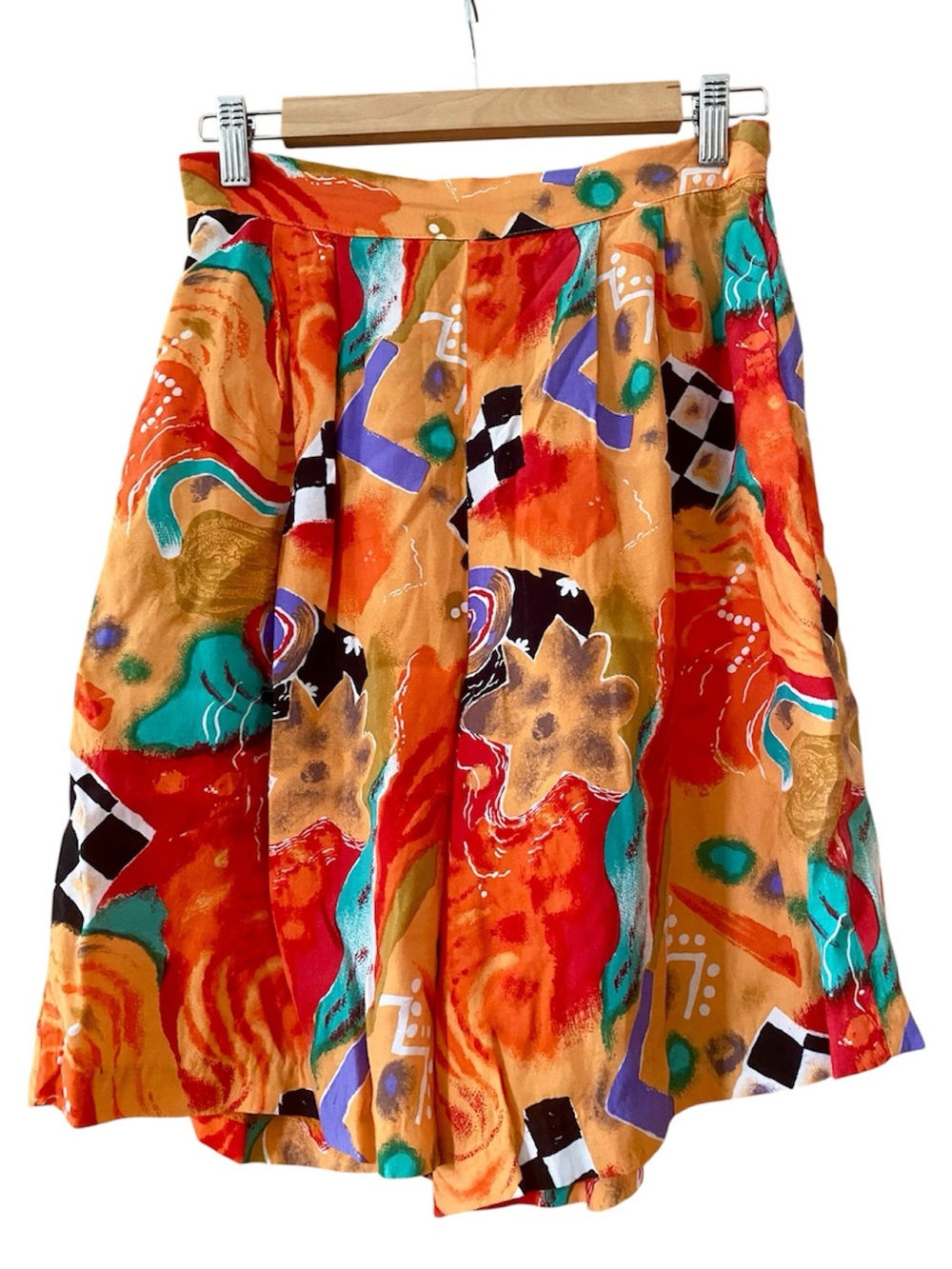 80’s/90’s Jonathan Logan High Waisted Printed Culotte Shorts Orange S/M